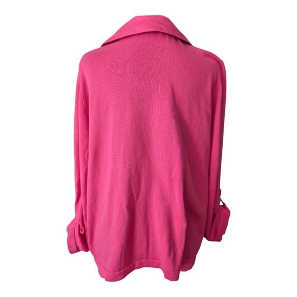 Nwot Fuchia Pink 💯% Cotton Knit Mech Cardigan Jacket with Pocket Detail Size Mp - Picture 8 of 11